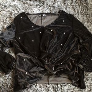 Black Velvet & Pearl Sweater